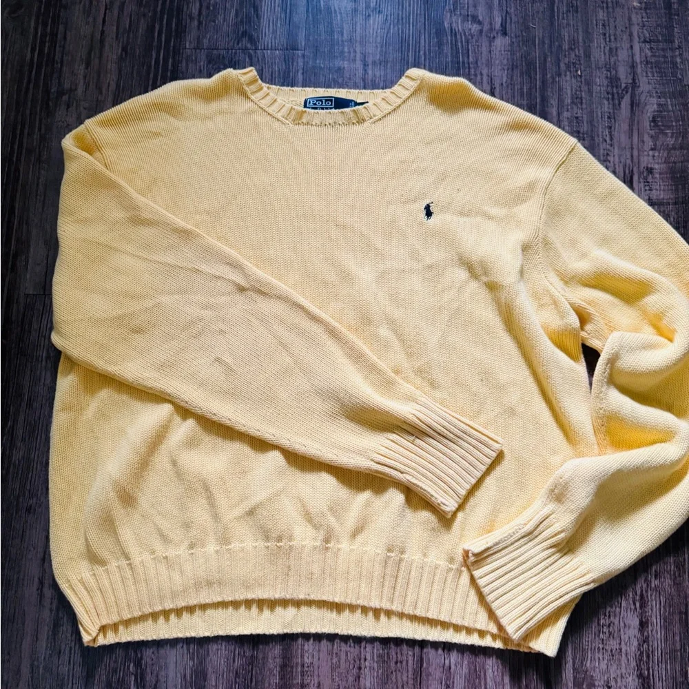 Polo by Ralph Lauren Men's Bright Yellow Crewneck Sweater - Picture 2 of 2
